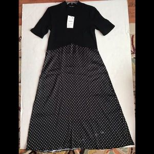 ZARA WOMEN’S MAXI BLACK DRESS POLKA DOTS SKIRT
